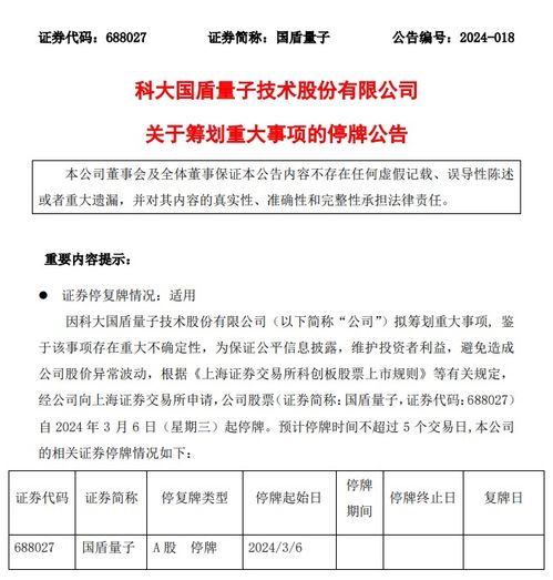 籌劃重大事項，科大國盾量子發布停牌公告，引領量子計算技術服務新篇章